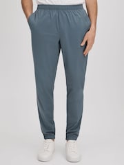 Reiss Steel Blue Rival Technical Elasticated Waist Joggers - Image 1 of 6