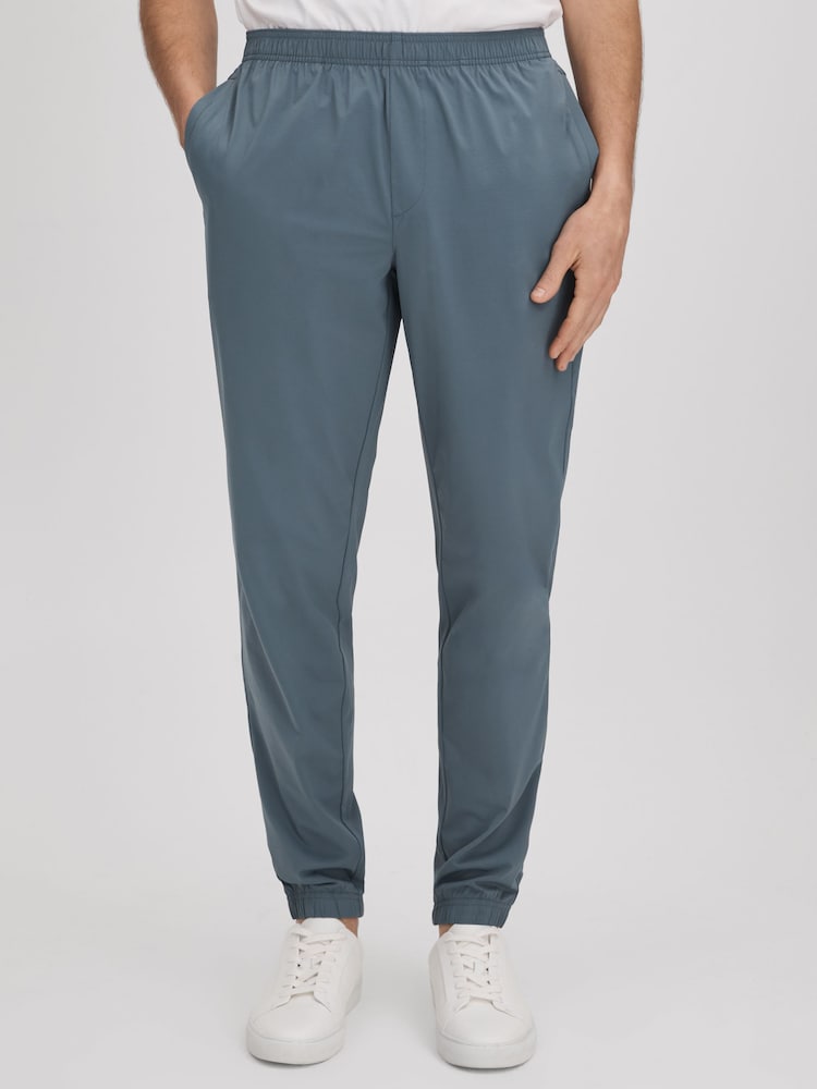 Reiss Steel Blue Rival Technical Elasticated Waist Joggers - Image 1 of 6