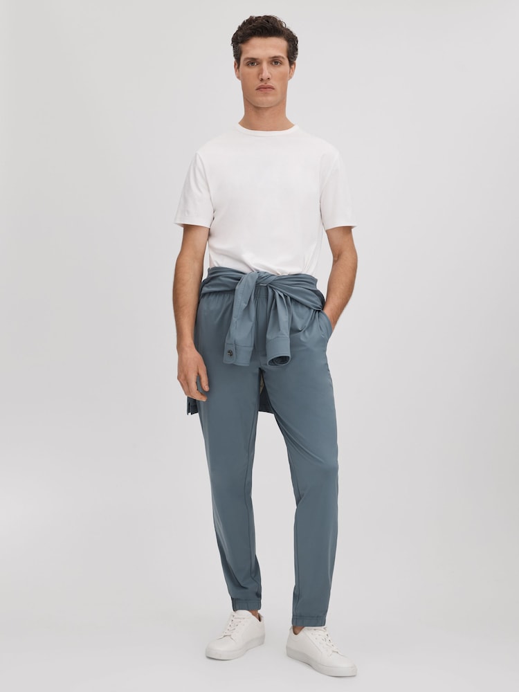 Reiss Steel Blue Rival Technical Elasticated Waist Joggers - Image 6 of 6