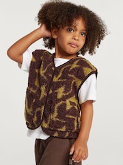 4th Arq Brown/Green Kids Borg Gilet - Image 1 of 5