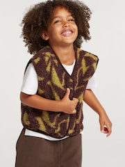 4th Arq Brown/Green Kids Borg Gilet - Image 2 of 5