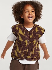 4th Arq Brown/Green Kids Borg Gilet - Image 3 of 5