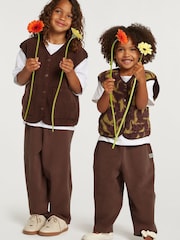 4th Arq Brown/Green Kids Borg Gilet - Image 4 of 5