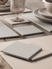 Set of 4 Natural Reversible Faux Leather Placemats and Coasters Set - Image 2 of 5