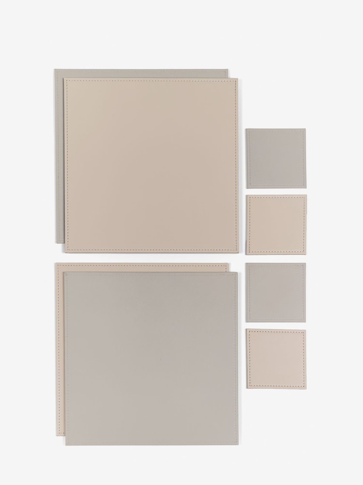 Set of 4 Natural Reversible Faux Leather Placemats and Coasters Set - Image 5 of 5