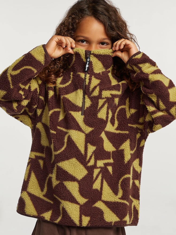 4th Arq Brown/Green Kids Half-Zip Fleece - Image 2 of 5