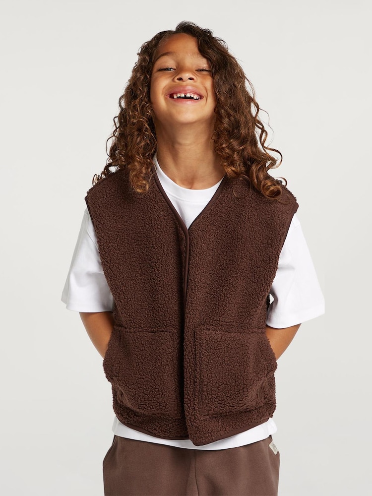 4th Arq Brown Kids Borg Gilet - Image 1 of 4