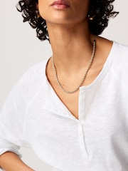 The White Company White Cotton Slub Relaxed Henley Top - Image 2 of 5