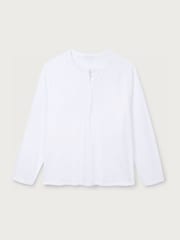 The White Company White Cotton Slub Relaxed Henley Top - Image 5 of 5