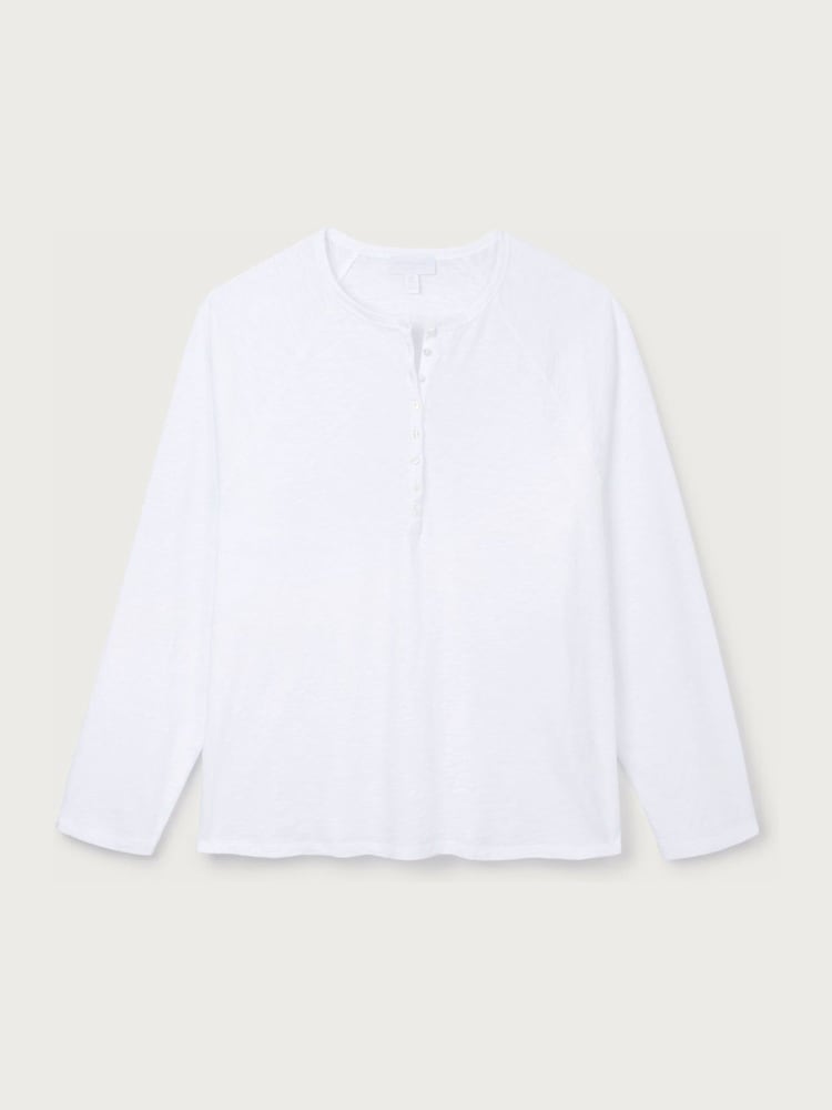 The White Company White Cotton Slub Relaxed Henley Top - Image 5 of 5 The White Company White Cotton Slub Relaxed Henley Top - Image 5 of 5