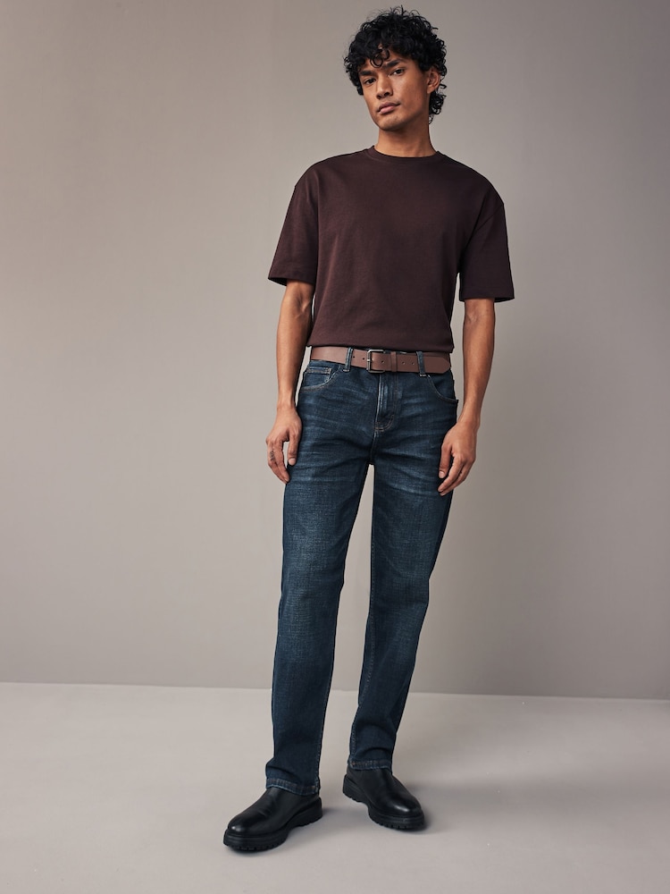 Blue Washed Straight Fit Belted Authentic Jeans - Image 3 of 9