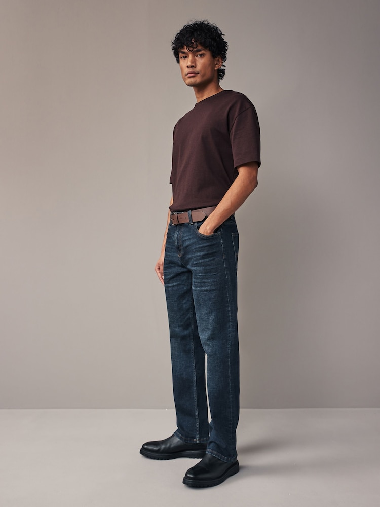 Blue Washed Straight Fit Belted Authentic Jeans - Image 4 of 9