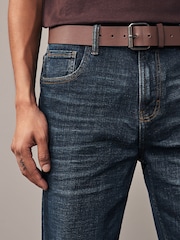 Blue Washed Straight Fit Belted Authentic Jeans - Image 5 of 9