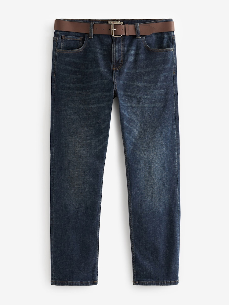 Blue Washed Straight Fit Belted Authentic Jeans - Image 6 of 9