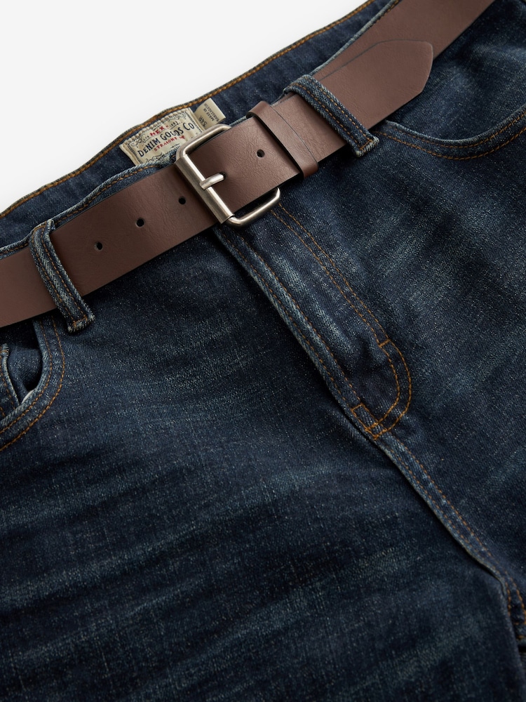 Blue Washed Straight Fit Belted Authentic Jeans - Image 7 of 9