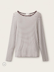 The White Company Brown Ribbed Stripe Jersey Top - Image 5 of 5