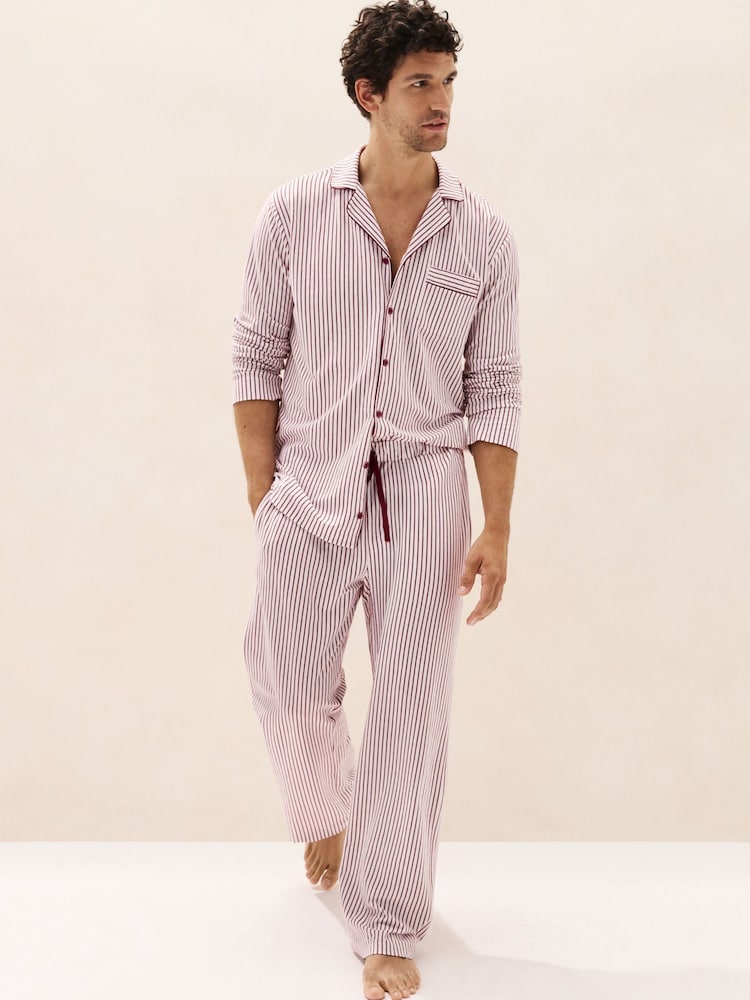 The White Company Brushed Cotton Jersey Stripe Pyjamas Set - صورة 1 من 5