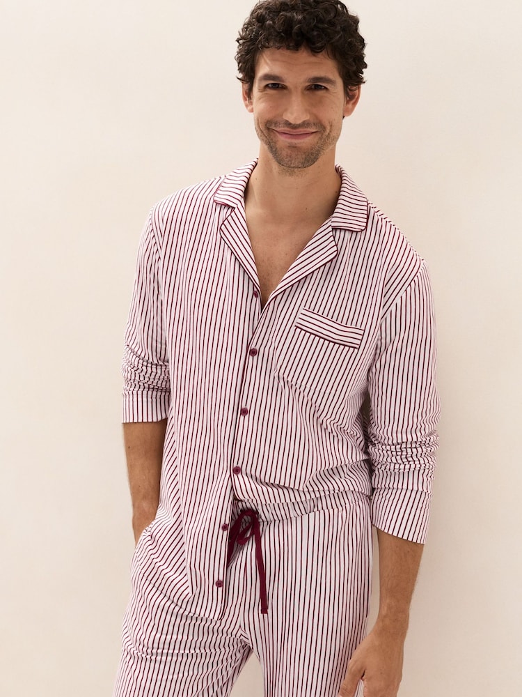 The White Company Brushed Cotton Jersey Stripe Pyjamas Set - صورة 2 من 5