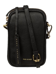 Pure Luxuries London Black Cosima Leather Cross-Body Phone Bag - Image 1 of 7