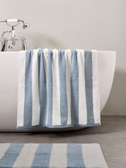 Blue Block Stripe Towel 100% Cotton - Image 1 of 4