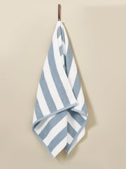 Blue Block Stripe Towel 100% Cotton - Image 3 of 4
