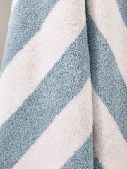 Blue Block Stripe Towel 100% Cotton - Image 4 of 4