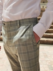 Green Skinny Fit Trimmed Check Suit Trousers - Image 4 of 7