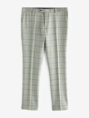 Green Skinny Fit Trimmed Check Suit Trousers - Image 5 of 7
