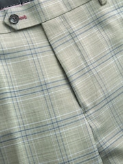 Green Skinny Fit Trimmed Check Suit Trousers - Image 6 of 7