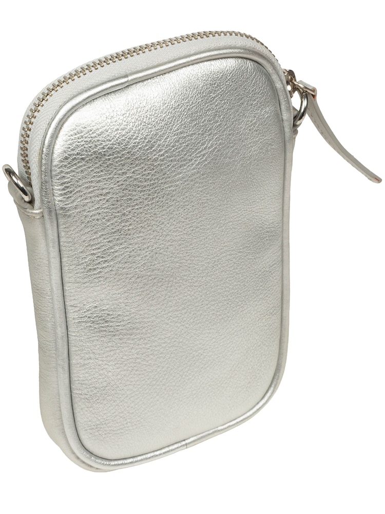 Pure Luxuries London Silver Cosima Leather Cross-Body Phone Bag - Image 7 of 7 Pure Luxuries London Silver Cosima Leather Cross-Body Phone Bag - Image 7 of 7