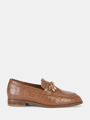 Novo Brown Regular Fit Elio Faux Croc Flat Loafers - Image 2 of 4