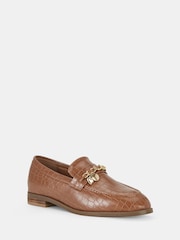 Novo Brown Regular Fit Elio Faux Croc Flat Loafers - Image 3 of 4