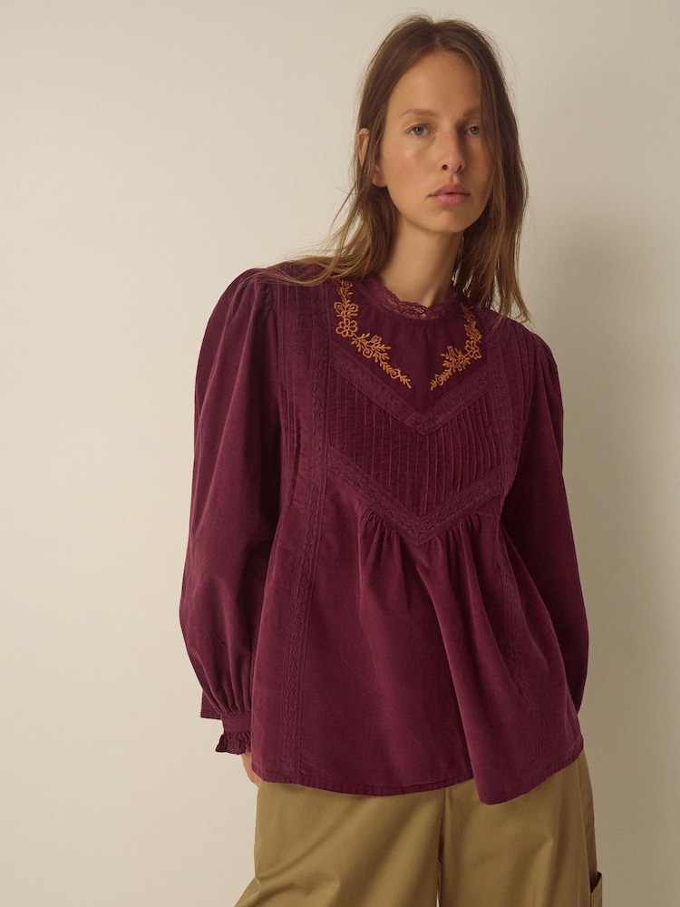 Monsoon Tyra Long Sleeve Embroidered Corduroy Top - Εικόνα 1 από 4