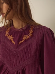 Monsoon Tyra Long Sleeve Embroidered Corduroy Top - Εικόνα 4 από 4