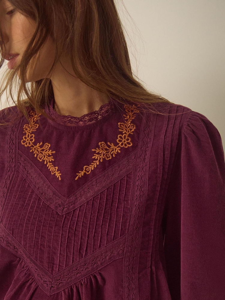 Monsoon Tyra Long Sleeve Embroidered Corduroy Top - Εικόνα 4 από 4