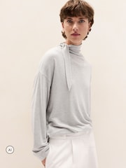 The White Company Grey Wool Blend Cowl Scarf Top - Image 1 of 5