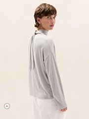 The White Company Grey Wool Blend Cowl Scarf Top - Image 2 of 5