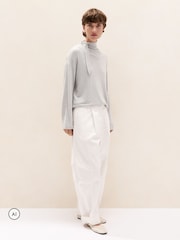The White Company Grey Wool Blend Cowl Scarf Top - Image 3 of 5