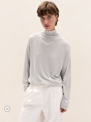 The White Company Grey Wool Blend Cowl Scarf Top - Image 4 of 5