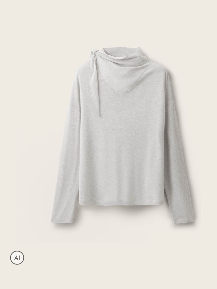 The White Company Grey Wool Blend Cowl Scarf Top - Image 5 of 5