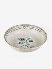Neutral/Turquoise Mediterranean Picnic Serveware Serving Bowl - Image 4 of 4