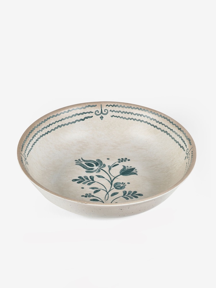 Neutral/Turquoise Mediterranean Picnic Serveware Serving Bowl - Image 4 of 4