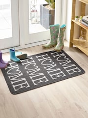 My Mat Charcoal Grey Utility Home Heart Washable Non Slip Doormat - Image 1 of 2