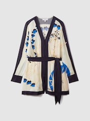 Reiss Blue Isabella Printed Belted Playsuit - Image 2 of 6
