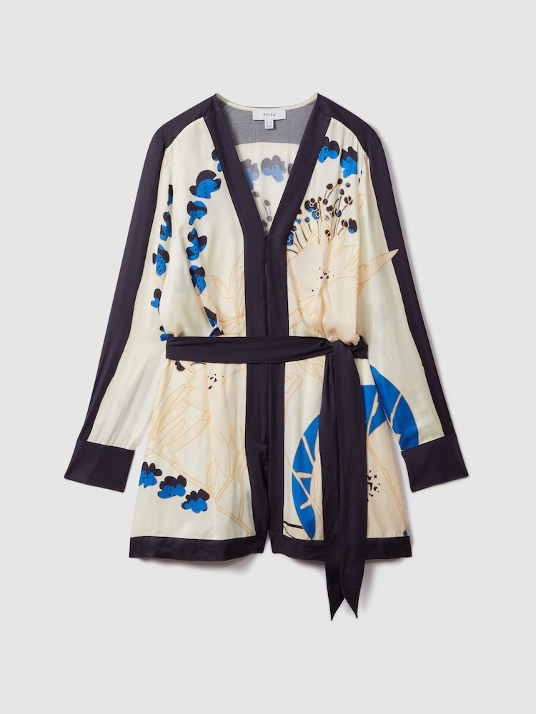 Reiss Blue Isabella Printed Belted Playsuit - Image 2 of 6