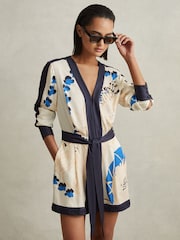 Reiss Blue Isabella Printed Belted Playsuit - Image 3 of 6