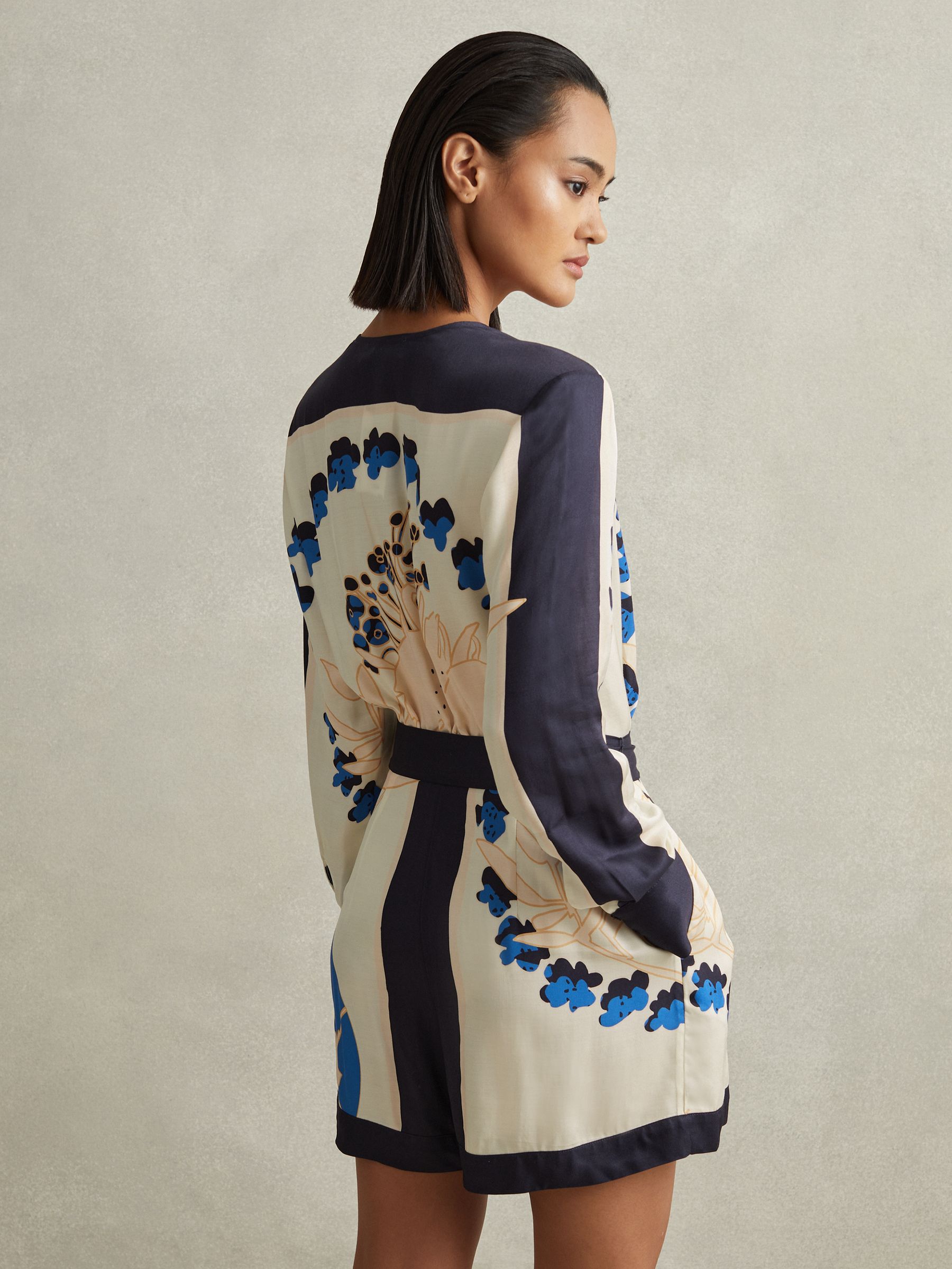 Buy Reiss Blue Isabella Printed Belted Playsuit from the