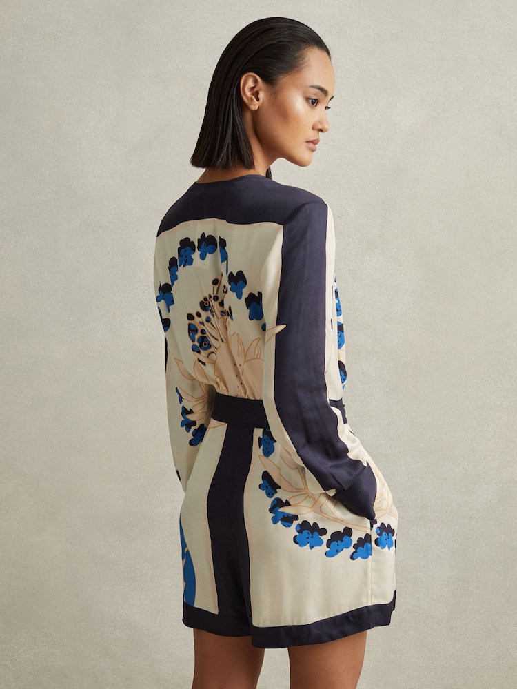 Buy Reiss Blue Isabella Printed Belted Playsuit from Next USA