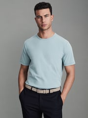 Reiss Teal Melrose Cotton Crew Neck T-Shirt - Image 1 of 5