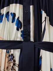 Reiss Blue Daiya Printed Pleated Maxi Dress - Image 7 of 7